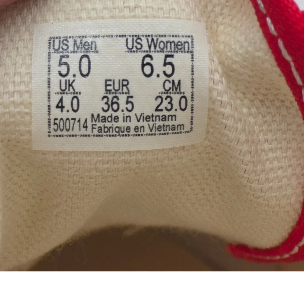 Vans Authentic Red Canvas Low Top Sneakers VN000EE3RED Men's 5 Women's 6.5 New